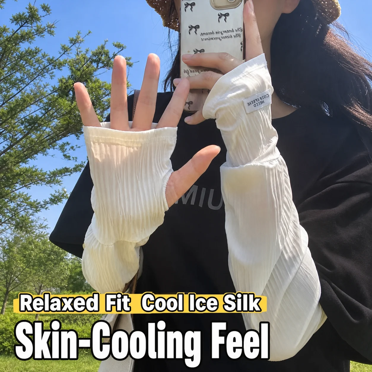 Breathable Arm Sleeves Loose Loose Arm Sleeves Hand Cover Arm Sleeves Cooling For Adult Women Driving Commute Summer Outdoor