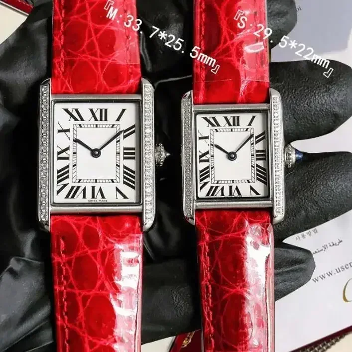 Luxury Womens Watch Brown Red Black Leather Female Ladies Quartz Watches Diamonds for Girlfriend Gifts Silver Gold White Dial