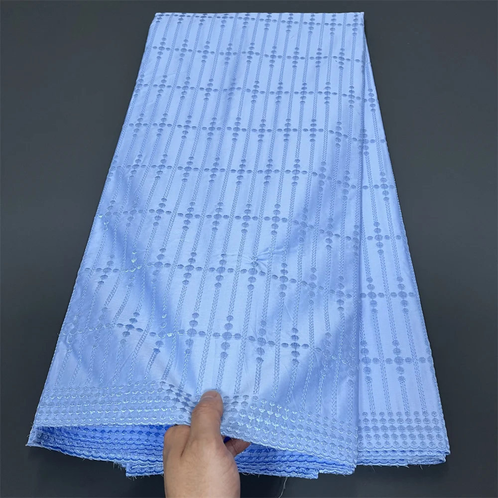 2025 Высокое качество африканский нигерийский тюль кружевная ткань для шитья свадебного платья вышитый хлопок дамасский 5 ярдов белый