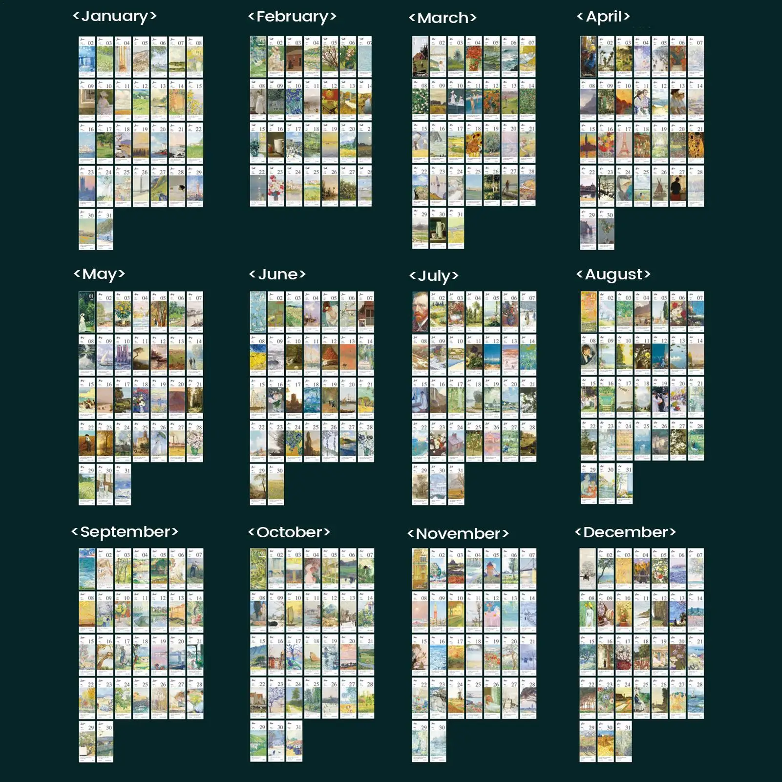 

Настольный календарь на 2026 год, 365-дневная винтажная картина маслом, декоративный планировщик, художественный календарь для входа, рабочего стола, гостиной, офиса