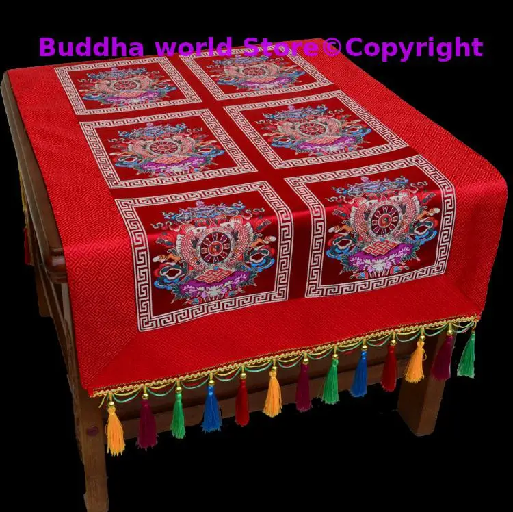 

Wholesale Buddhist supplie Tibet family home Buddhism Temple Kalachakra Eight Auspicious Embroidery Altar Table cloth Art Deco