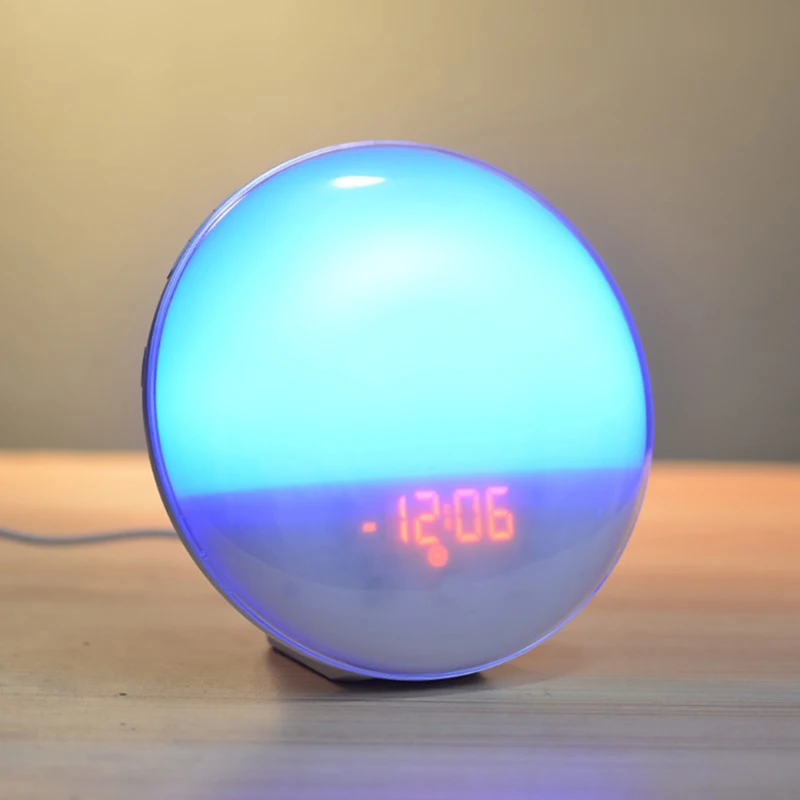 Wecklicht-Wecker mit Sonnenaufgang/Sonnenuntergangssimulation, zwei Alarme, UKW-Radio, Nachtlicht, 7 Farben, natürliche Geräusche, Schlummerfunktion – Detail 13