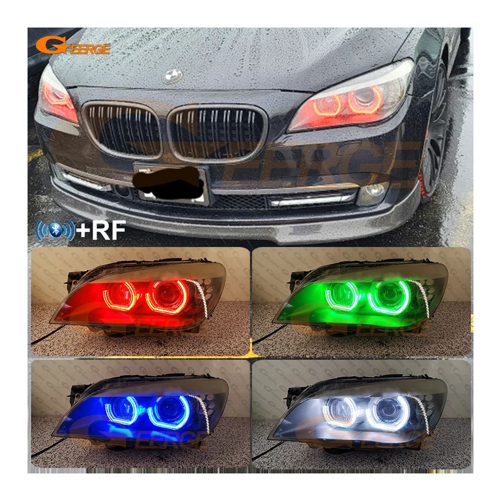 For BMW 7 Series F01 F02 F03 F04 740i 750i 760i Bluetooth App Ultra Bright Multi Color DTM Style RGB LED Angel Eyes Halo Rings