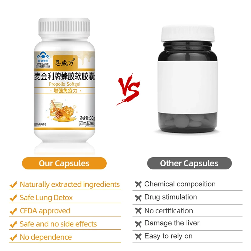 Propolis Capsule Contains 1000mg Natural Antioxidant Royal Jelly