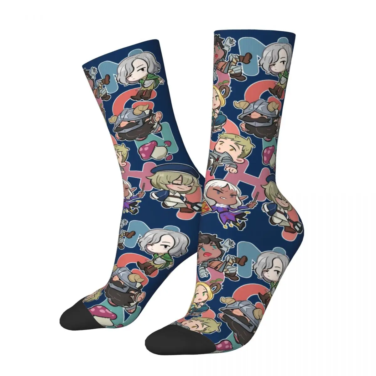 Dungeon Meshi Socks Men Women Funny Happy Delicious in Dungeon Socks High Quality Spring Summer Autumn Winter Middle Tube Socks