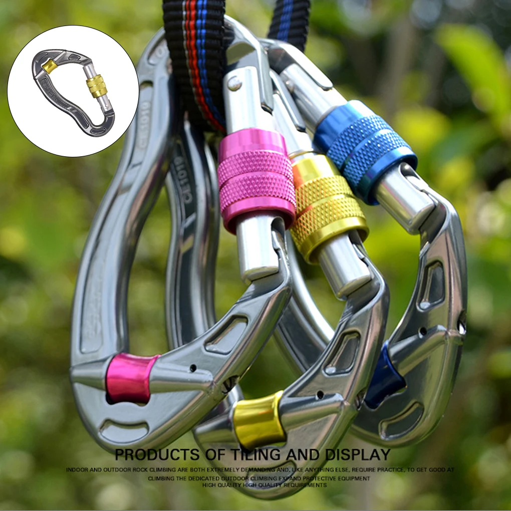 

Rock Climbing Carabiner D-Shape Buckle Spring-Loaded Gate Aluminum Outdoor Mountaineering Kits Safety Screw Lock