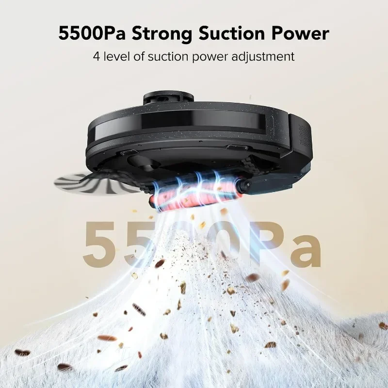 Robot Vacuum and Mop Combo 5500Pa Max Suction 120 Min Runtime Customized Cleaning Schedule, Works with Alexa/WiFi/App