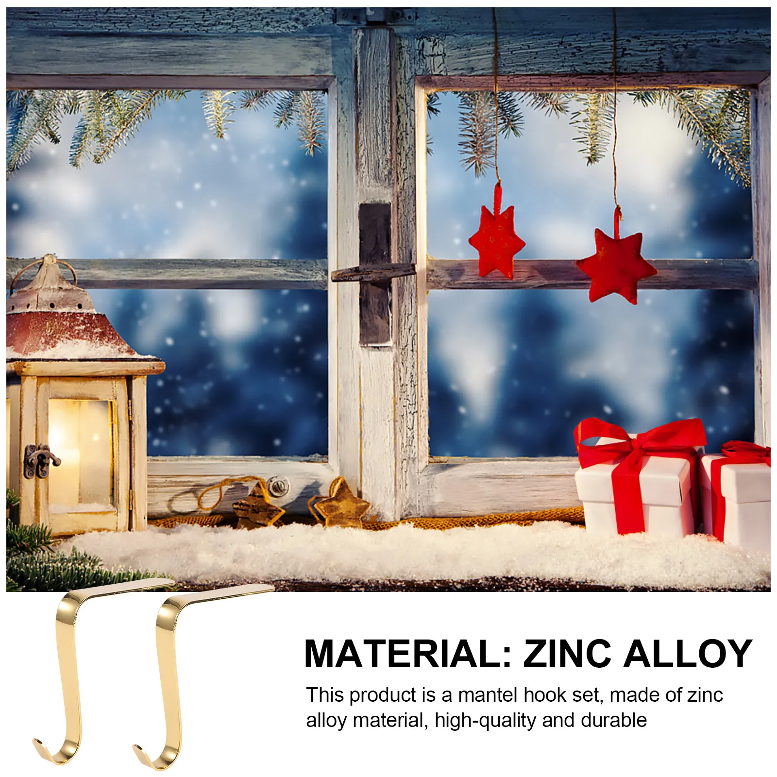 

Zinc Alloy Christmas Hooks for Hanging Stockings Garland Lights Decor Smooth Mantel Fireplace nament Gift