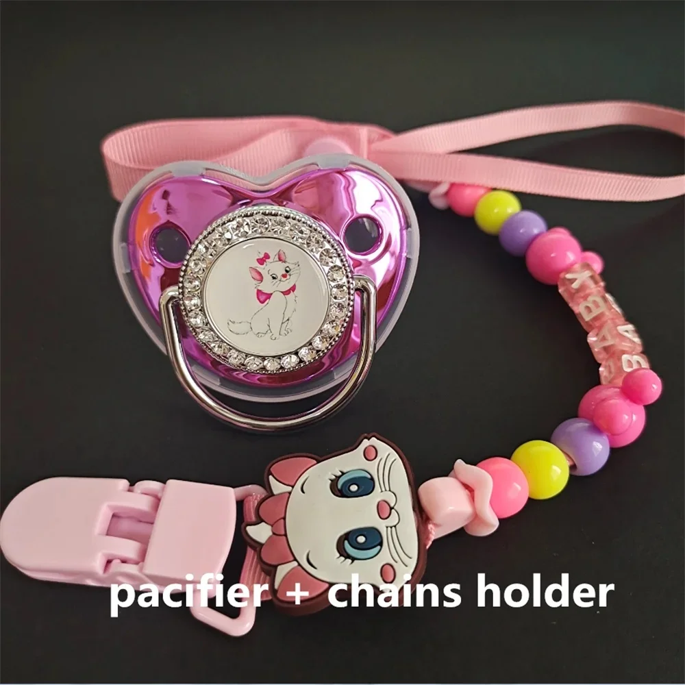 2024 Mary Cat Orthodontic Nipple Kids Girl Kids bejeweled beautiful baby pacifier with personalized clip chupete0-24 months