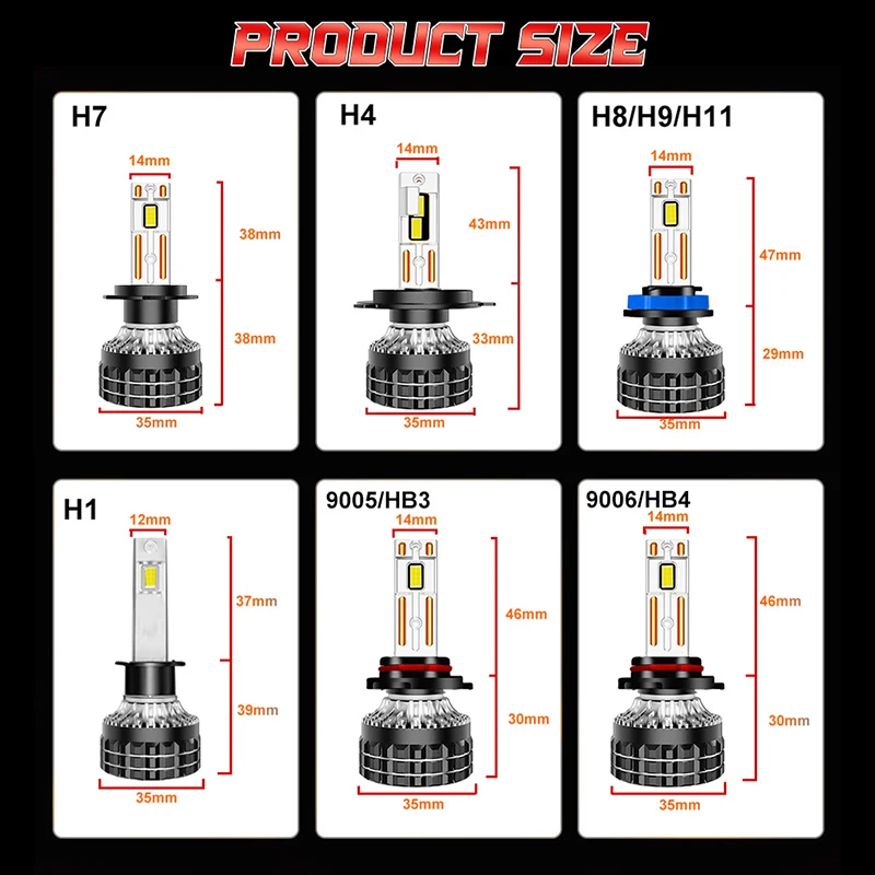 Bullvision H4 LED Headlight H7 H1 H11 H8 H9 K5C 9005 HB3 9006 HB4 9012 HIR2 7545 CSP Canbus Car Lamp Auto Fog Lamp 6000K 12V 24V view 6