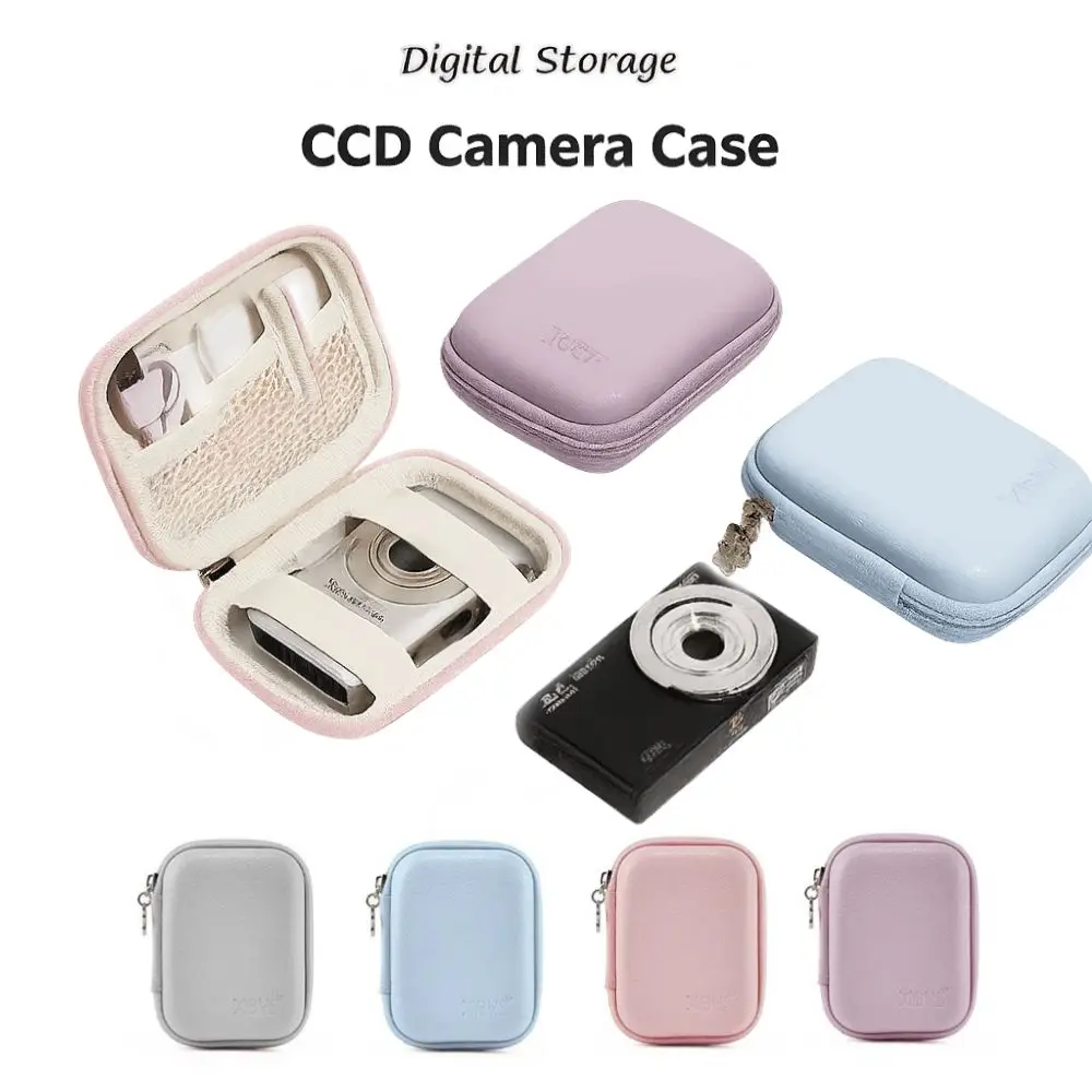 

PU Leather Digital Camera Case Hard Shell Shockproof Cameras Storage Holder Waterproof Earphone Data Camera Carrying Bag SD Card