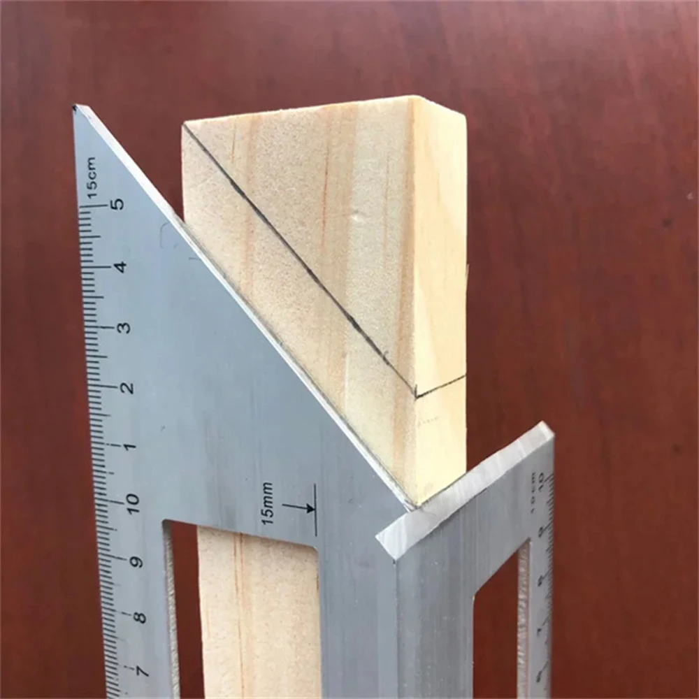 Alumínio Alloy Woodworking Angle Ruler, 45, 90 Graus, Medidor Multifuncional, Tirangular, Ferramentas de Medição