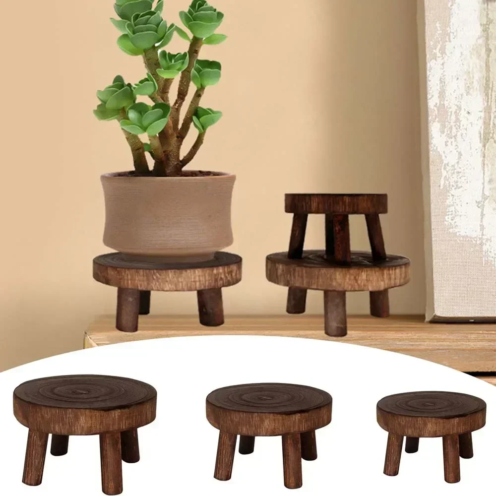 Retro Photo Props Solid Wood Storage Pot Stand Green Plant Pot Raising Stand  Small Bench Tall Small Tray