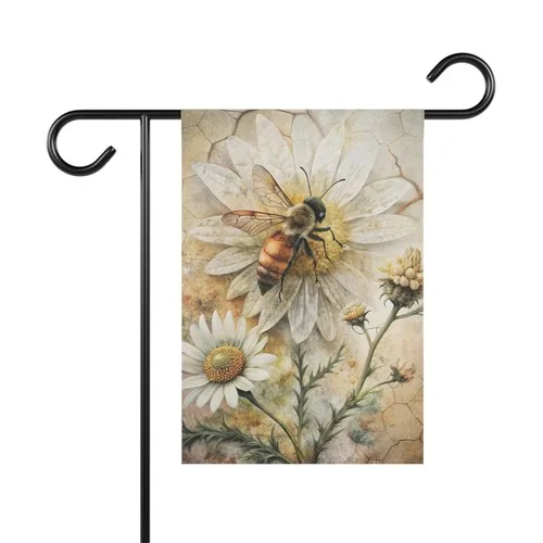 Bee Garden Flag Daisy Floral Vintage Pollinator Yard Decor Outdoor House Flag ZZO EEZ