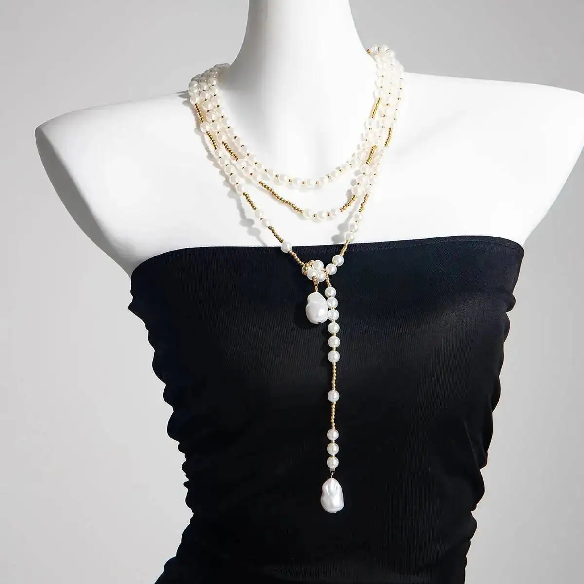Lacteo العصرية الأنيقة تقليد اللؤلؤ شرابة طويلة الصدر سلسلة قلادة المرأة الإبداعية رائعة مجوهرات مأدبة الزفاف 2026 جديد #4
