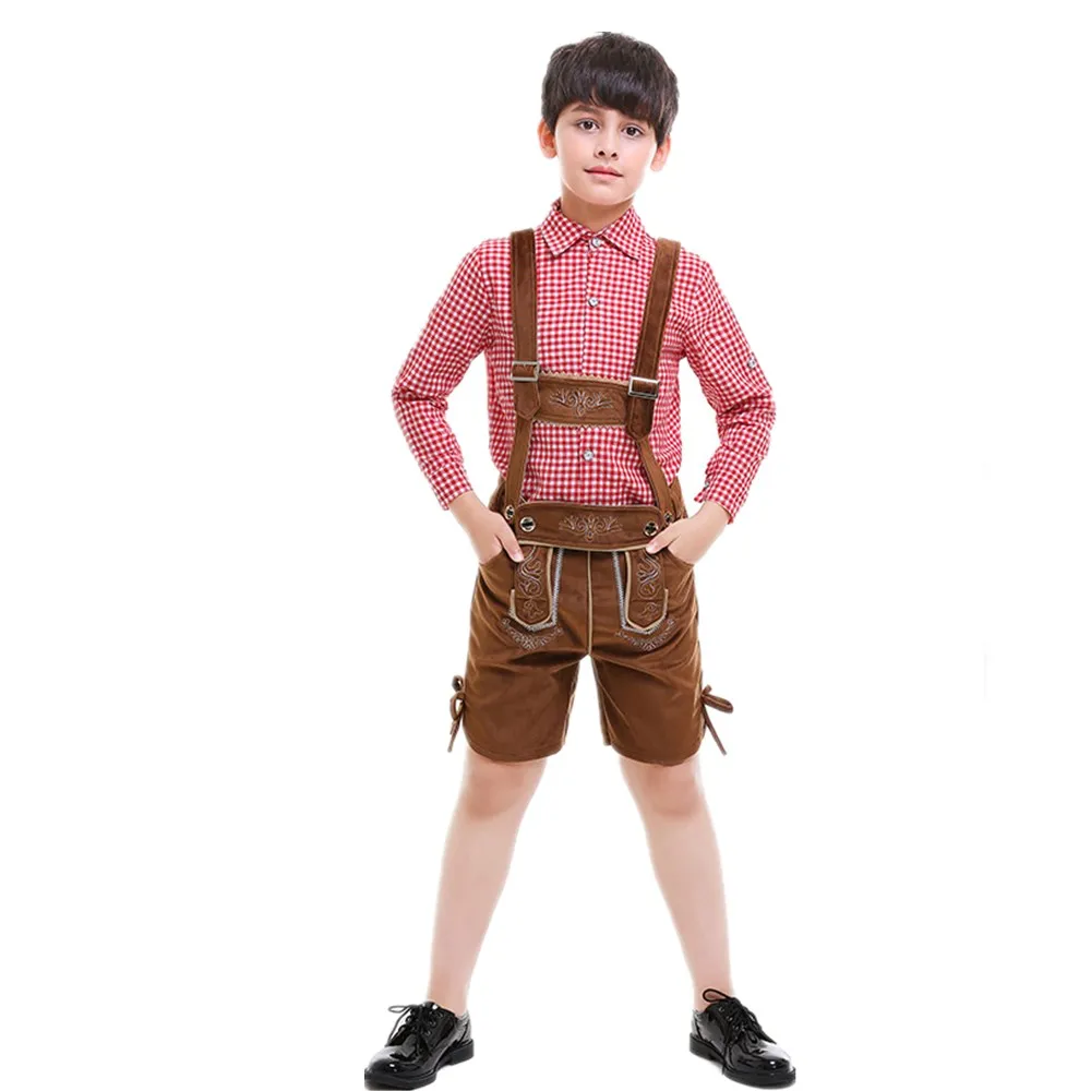 Germany Oktoberfest Costume for Kids BoysLederhosen Bavarian Octoberfest Festival Party Clothes Carnival Costumes For Child