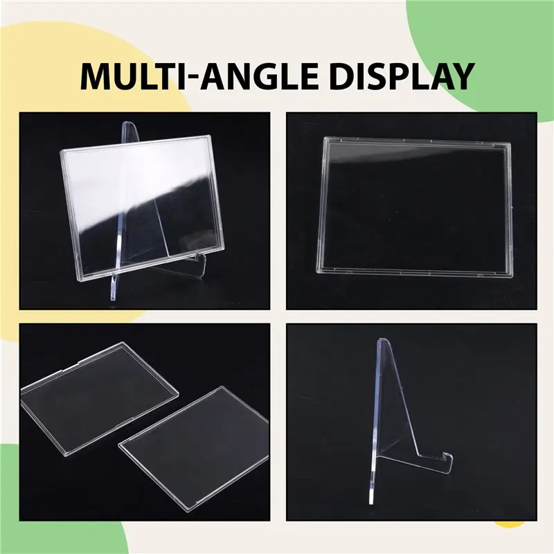 B92B-Cards Sleeves Top Loaders 10 Hard Plastic Card Protector Clear Card Brick + 2 Display Stand
