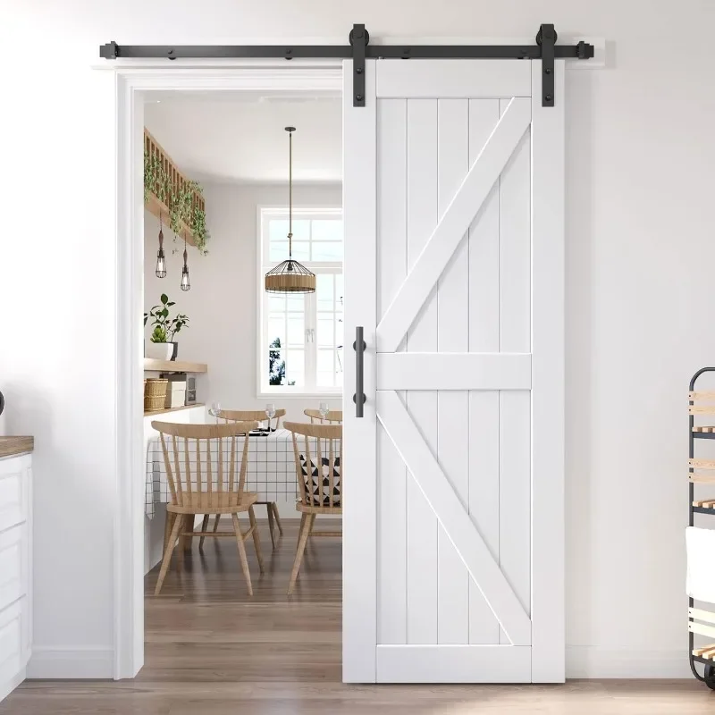 

Sliding Barn Door with Barn Door Hardware Track Kit, Solid LVL Wood Plank Covering Waterproof and Scratch Resistant