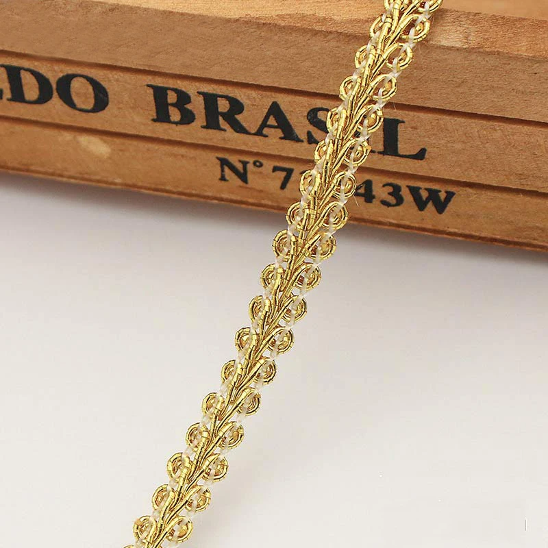 5Meters 8mm Gold Silver Thread Centipede Braided Lace Ribbon Trim Curve Fabric DIY Sewing Garment Material Wedding Decoration