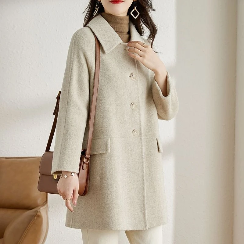 

Trendy 2025 Women Wool Coat Korean Inspired High End Style Camel Elegant Tweed Jacket Casual All Match Outerwear for Everyday