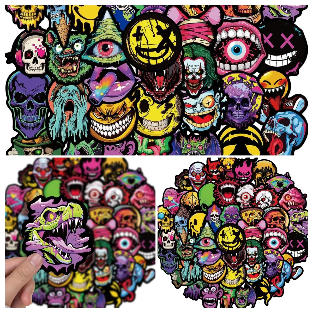 50 pegatinas de calaveras Ghost Face, pegatinas de grafiti oscuro emocionantes, pegatinas DIY para vasos y fundas de teléfono
