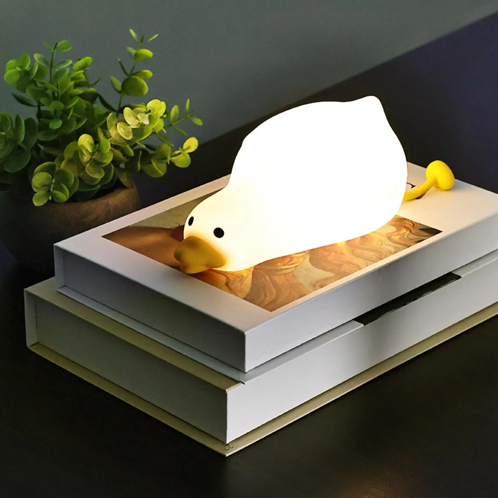 

Cute Duck Lamp Silicone Night Light Dimmable Rechargeable Auto Off 3 Modes Lighting For Home Breastfeeding Sleep Bedroom Dorm