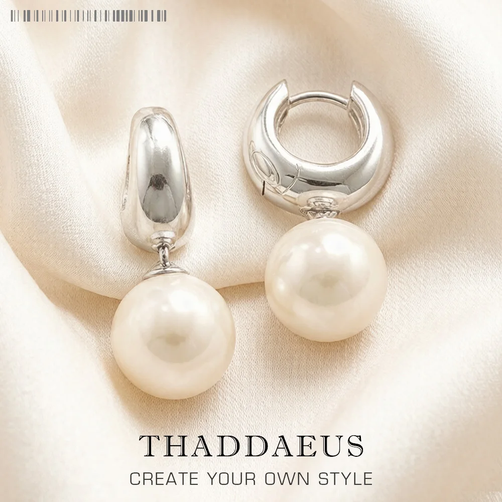Perlenohrringe mit Scharnier, kreolischer Stil, Geschenk aus 925er Sterlingsilber, europäischer Stil, glamouröser, romantischer, edler Schmuck für Frauen
