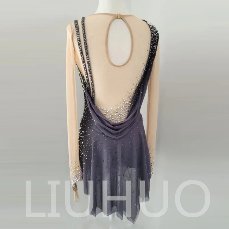 LIUHUO Ice Figure Skating Dress Girls Women Teens Stretchy Spandex Gradient Competition Wholesale