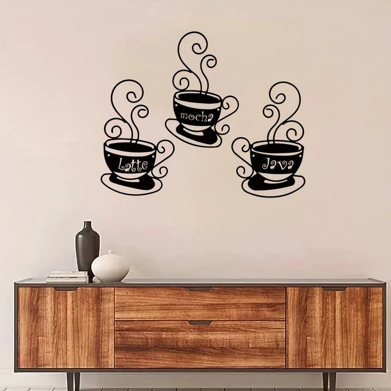 

Crafts 3pcs/set Coffee Cup Wall Decor, Black Coffee Cup Silhouette, Metal Wall Art Cafe Themed, Metal Art Decor Wall Sticker