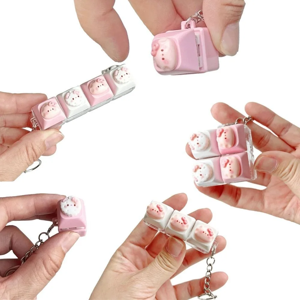 Mini Size Fidget Switch Tester Keychain Portable Design Texture Stress Relief Finger Press Mechanical Switch Kawaii Cat Shape