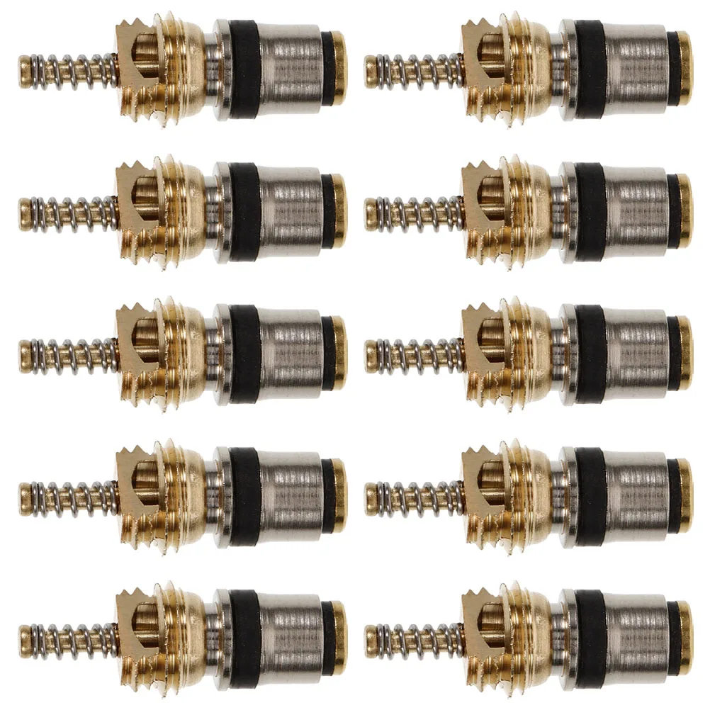 

10Pcs Valve Core Kit Copper Car Air Conditioning Valve Core High Low Pressure Precise Refrigerant Charging Easy Installation