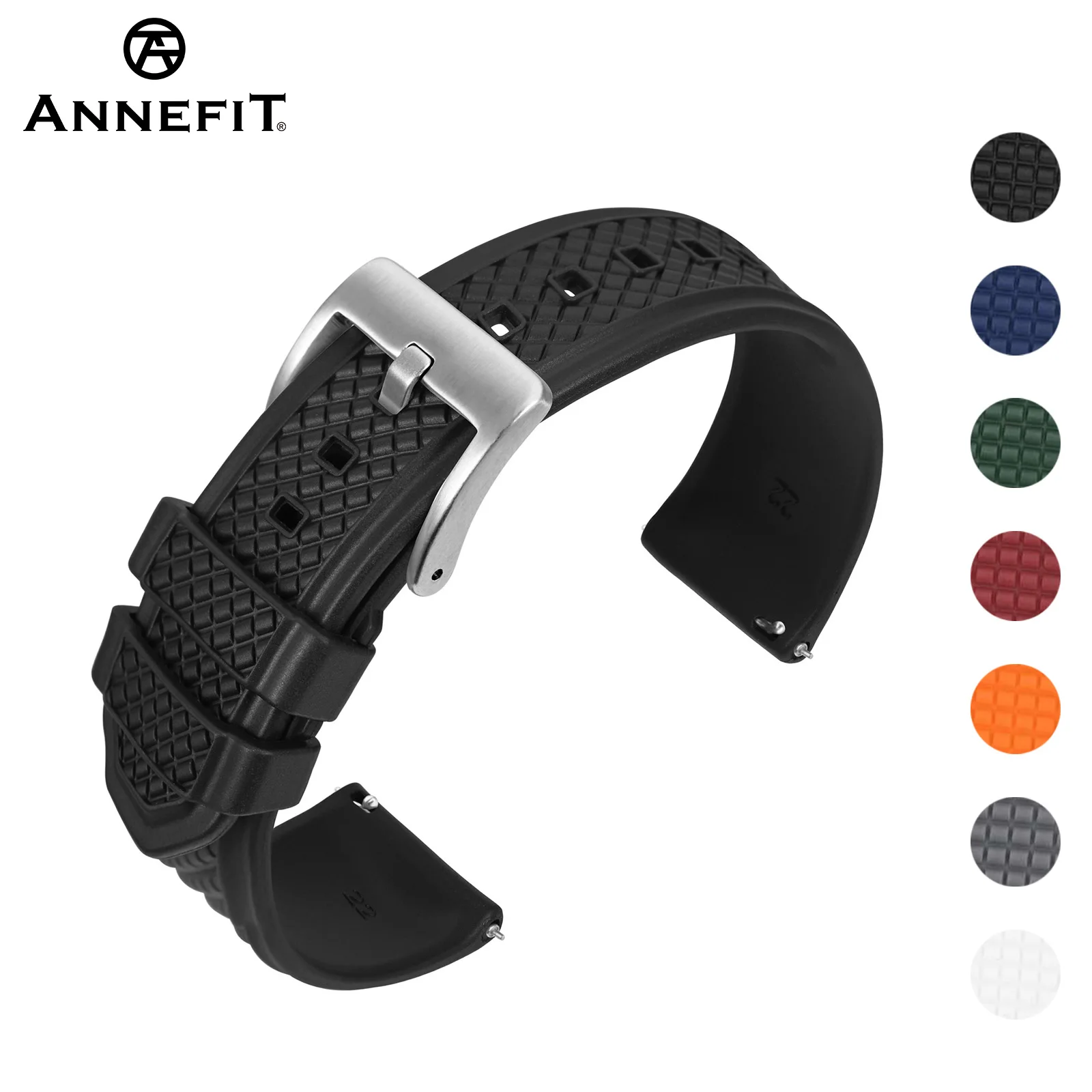 ANNEFIT Premium Rubber Watch Band 20mm 22mm Quick Release Dustproof Watchstrap Replacement for Men and Women Black Green Red