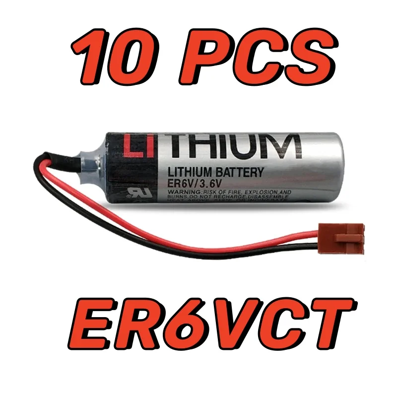 

10 Pack Original New ER6V ER6VCT Battery 3.6V 2000mAh PLC Lithium Batteries With Little Brown Plugs Connectors