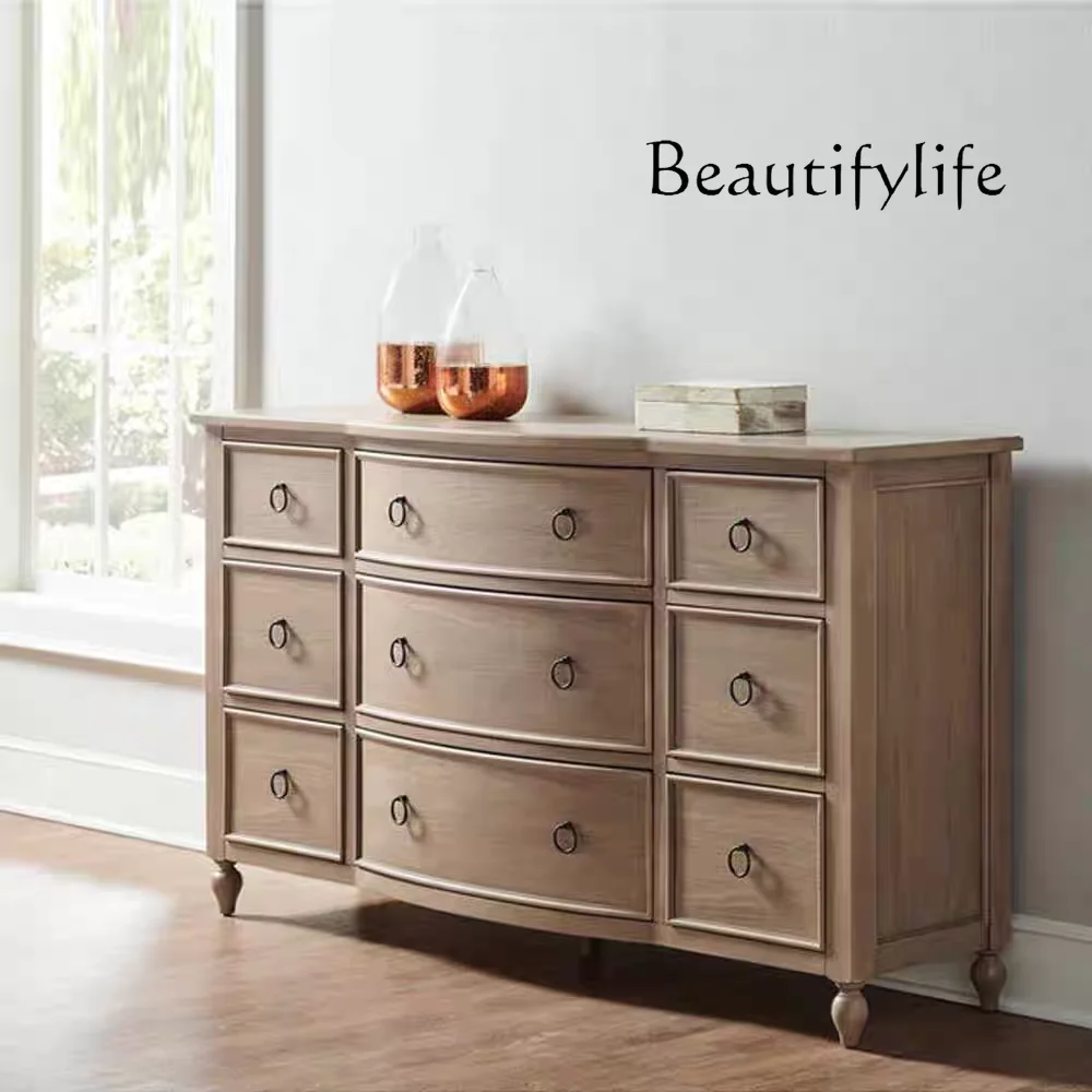 

Американский шкафчик из цельного дерева, французская мебель для гостиной, ретро-свет, роскошный дизайнерский обеденный шкаф