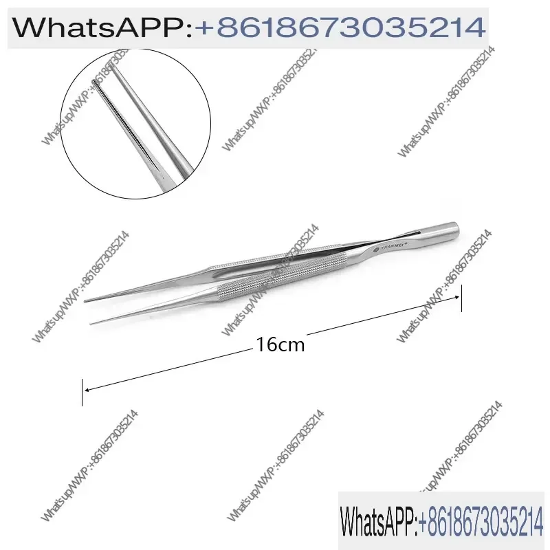 1pcs Stainless Steel Microscopic Non Destructive Tweezers Fine Concave Convex Tooth Tissue Straight Microsurgery Platform