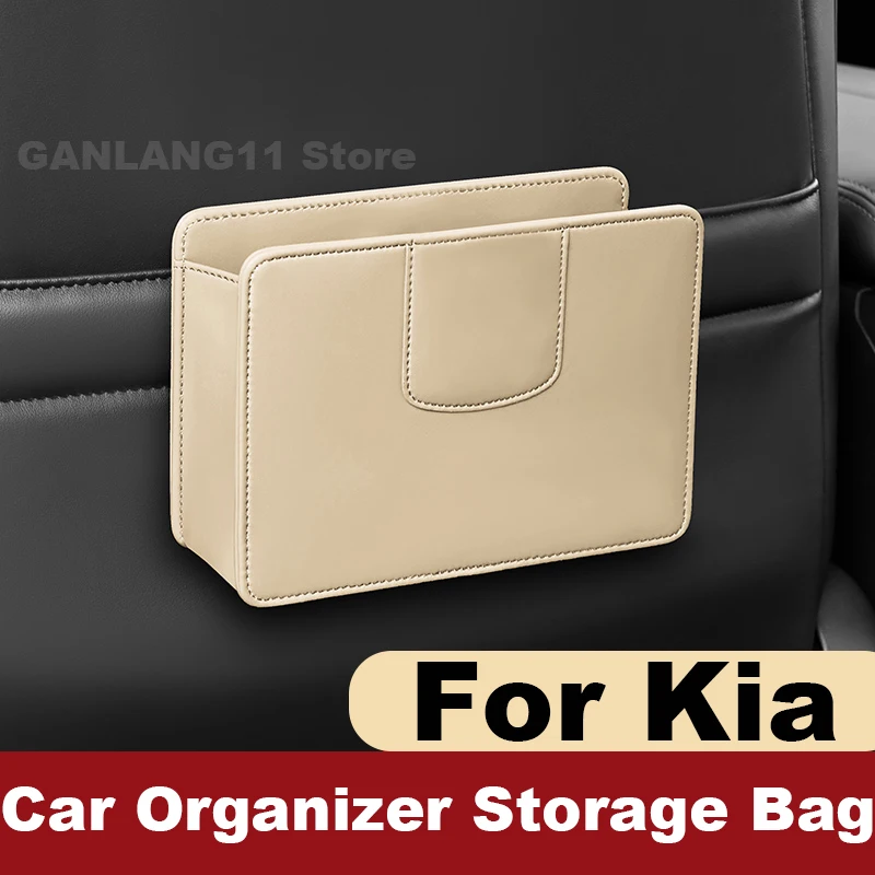

Leather Car Organizer Storage Bag For Kia Sportage EV3 EV5 EV6 EV9 K5 K3 K4 GT-line Syros Carnival Bongo Sorento Auto Trash Can