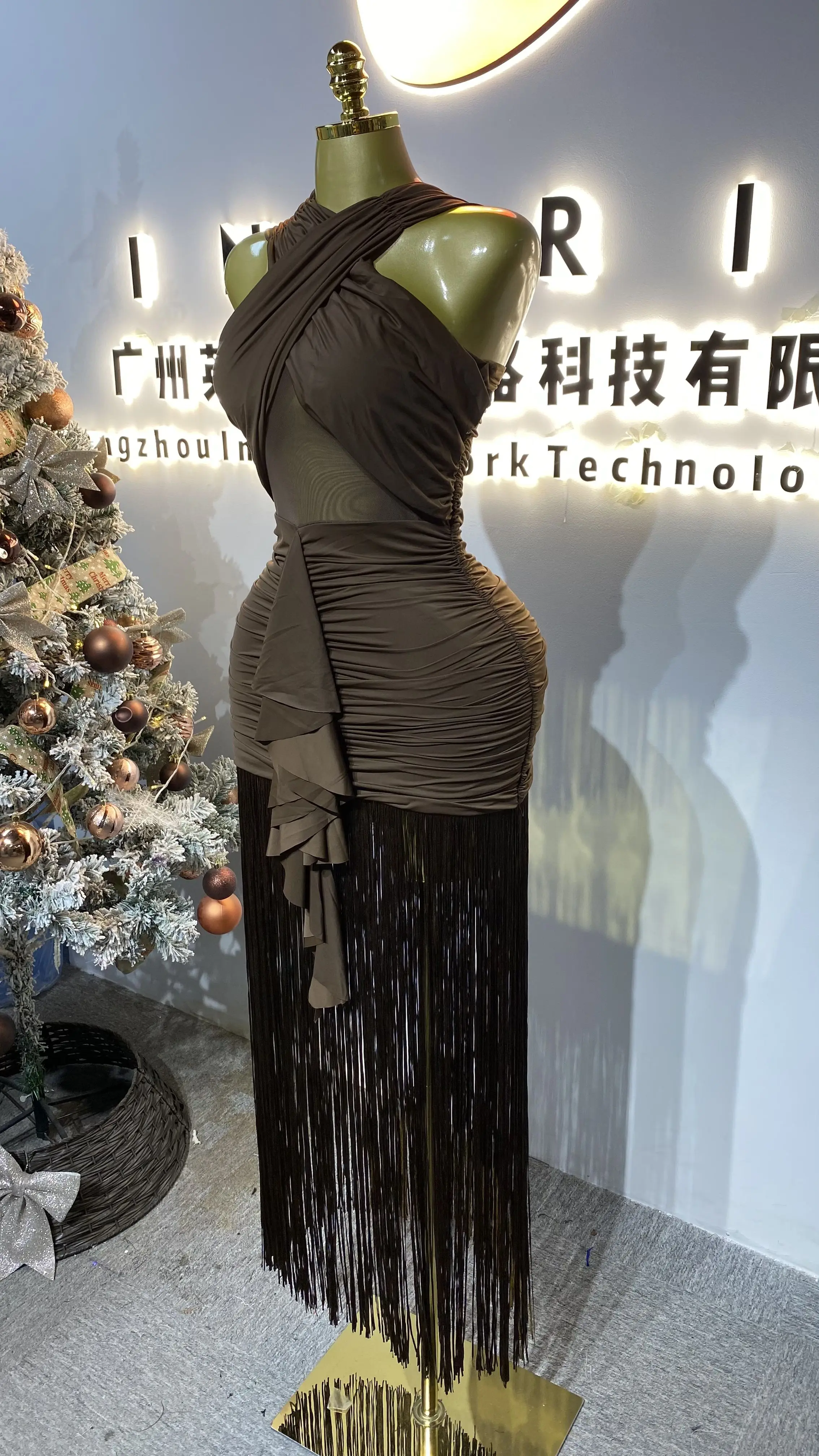 فستان ضيق عصري جديد راقي، فستان حفلات صيفي، بدون أكمام، شرابة، ملابس حفلات نسائية مثيرة-GZXX310