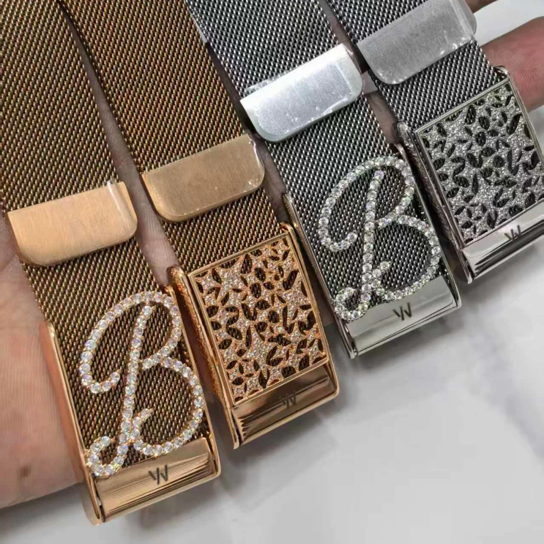 For Whoop 5.0 Peak Life MG Milanese Magnetic Jewelry Style Strap Full Diamond Metal Frame Personalized Unisex Wristband
