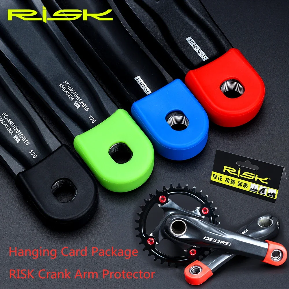 RISK 2pcs Bicycle Crank Protector Cover Silicon MTB Mountain Road Bike Crank Arm Cap for SLX XT Chainwheel Wheel Crankset Cover