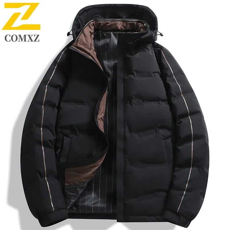 COMXZ Winter Puffer Coat Mountain Print American Style Padding Coat Trendy Versatile Stand Collar Thermal waterproof Outerwear