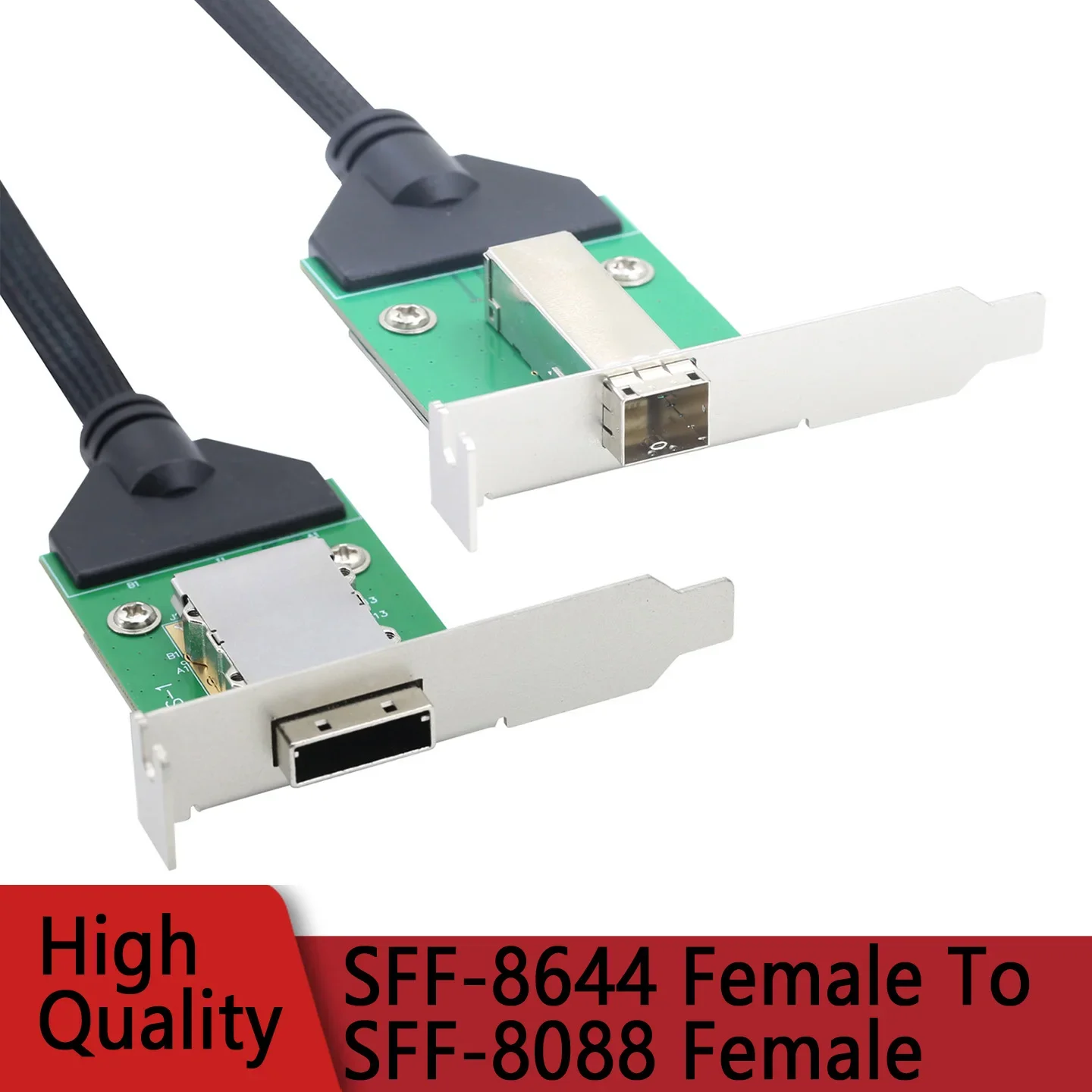 SFF-8644 Female to SFF-8088 Female Adapter Cable with Low Profile Bracket, Mini SAS HD External Port Converter for Server