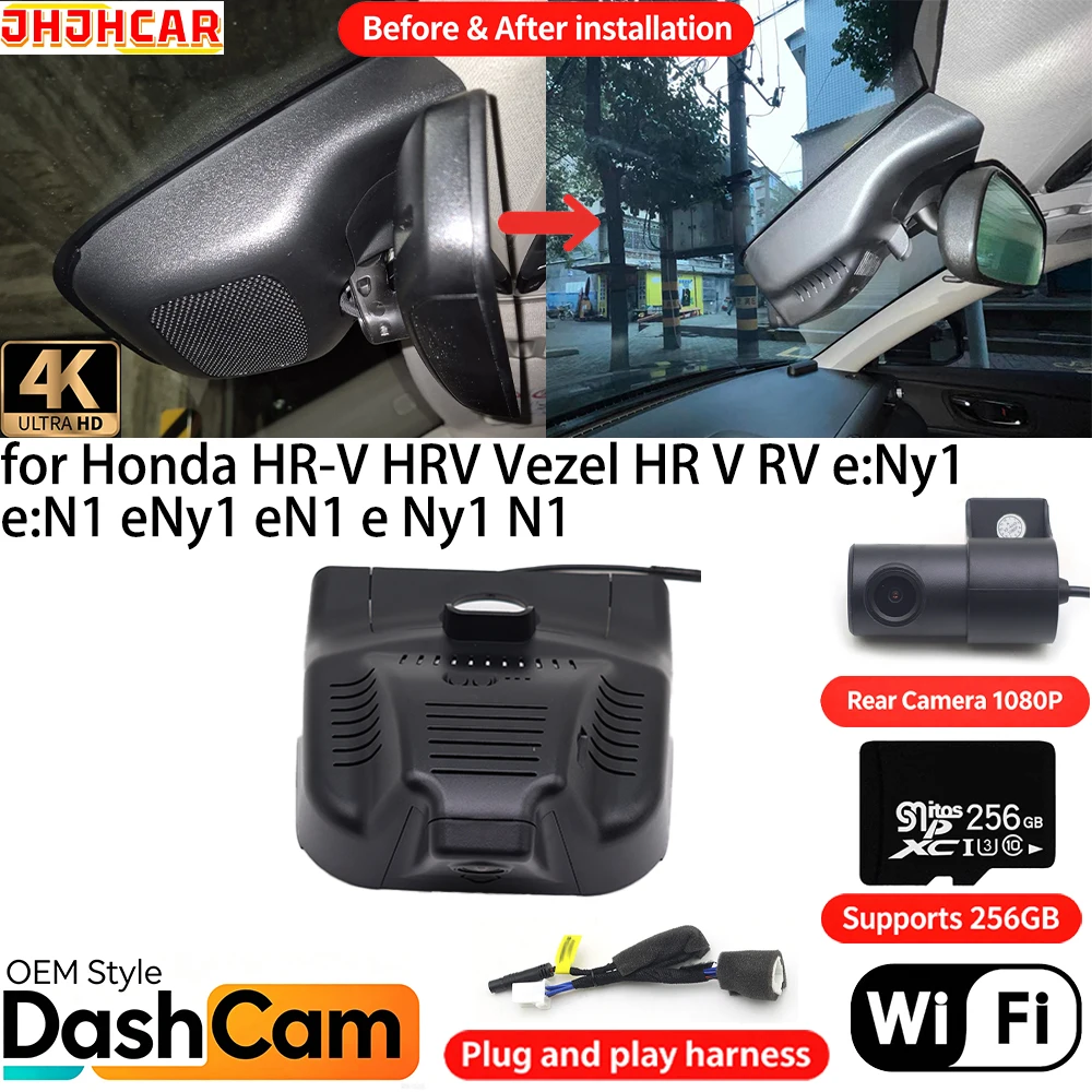 for Honda HR-V HRV Vezel HR V RV e:Ny1 e:N1 eNy1 eN1 e Ny1 N1 ﻿Wifi OEM DVR 4K Dash Cam Front Rear Camera Vision Video Recorder