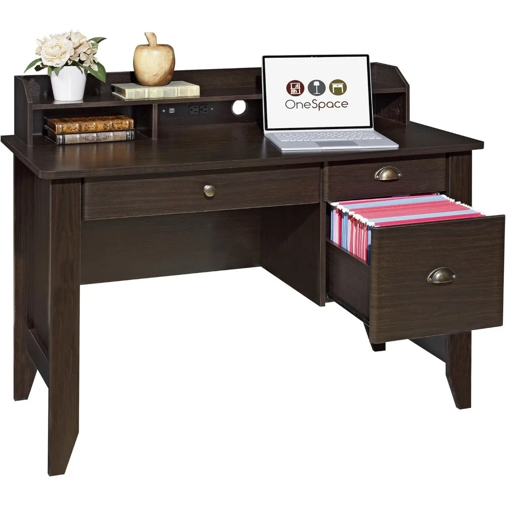 Eleanor Executive Desk Wood Grain, Espresso