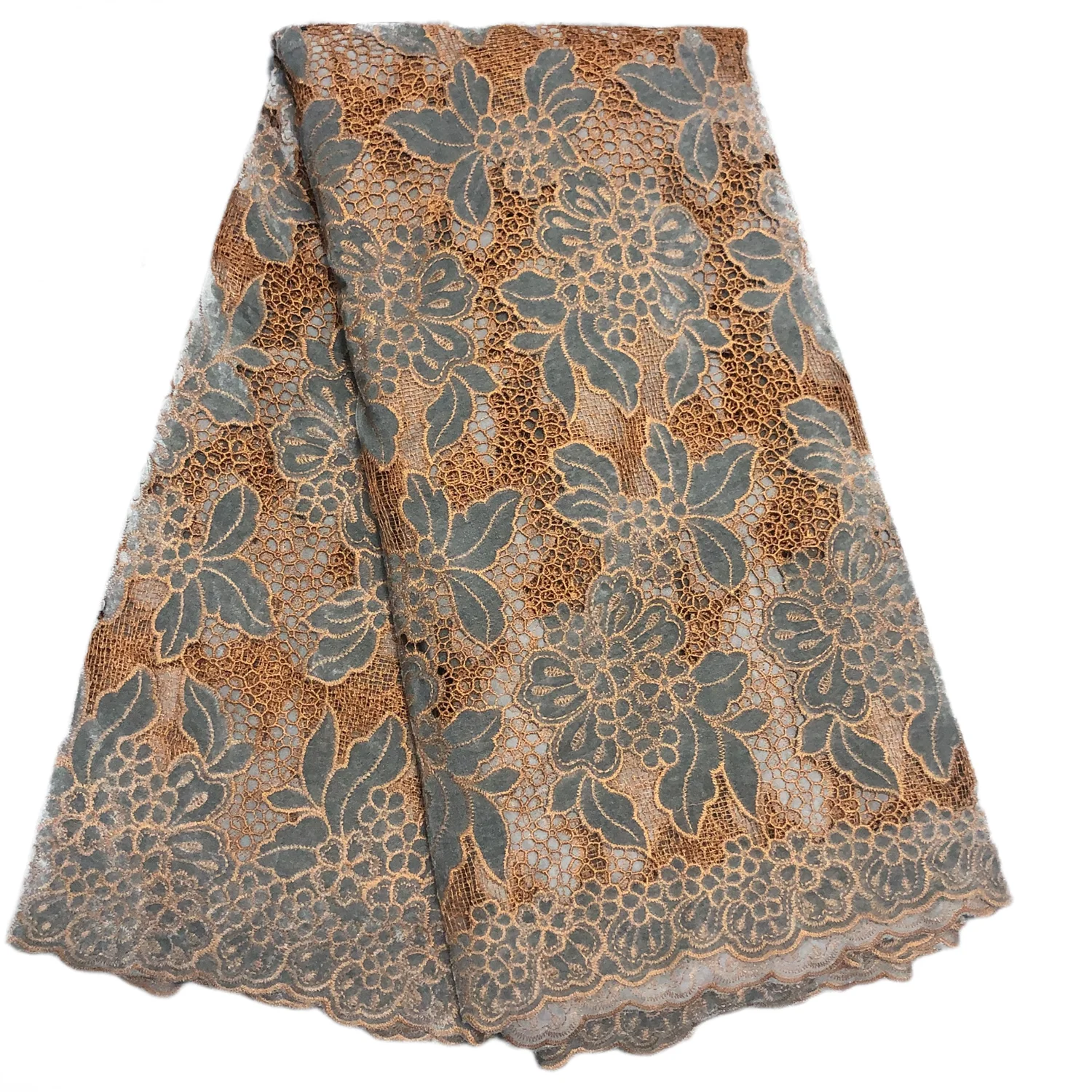 New African Velvet Sequins Lace Fabric 2025 High Quality Luxury Gold Line Embroidery French Net Lace For Wedding Party Dress WFS