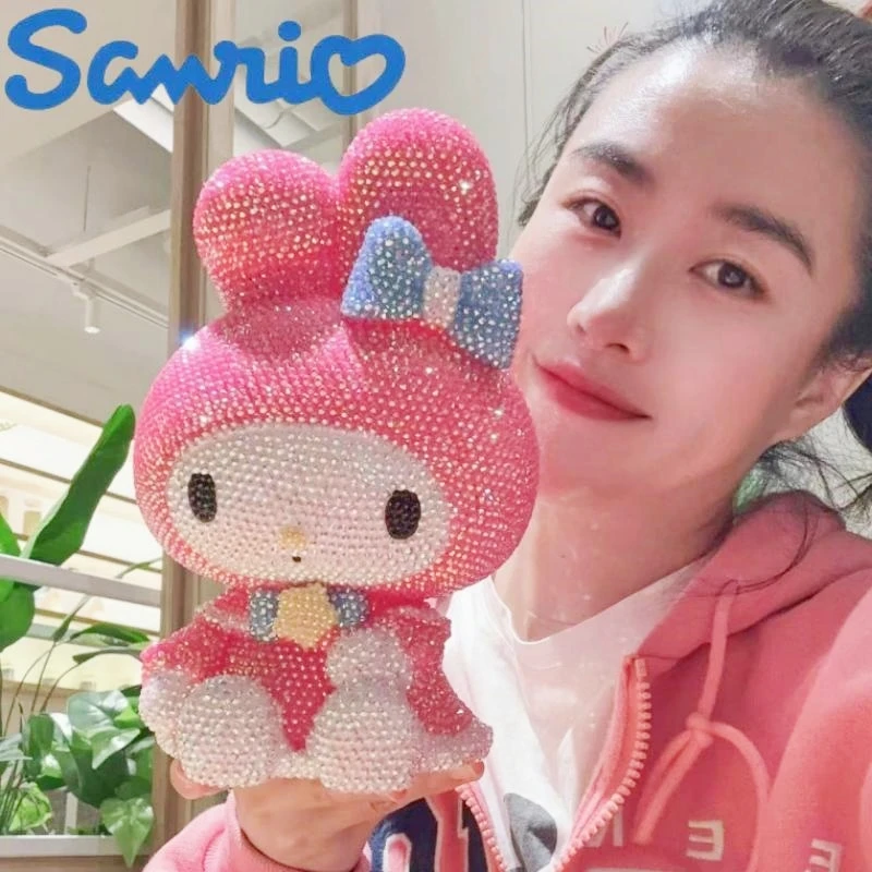 

Sanrio Mymelody Piggy Bank Diy Diamond Stick Kawaii Figure Cartoon Bow Stars Girl Rabbit Action Figurines Decor Toy Gift