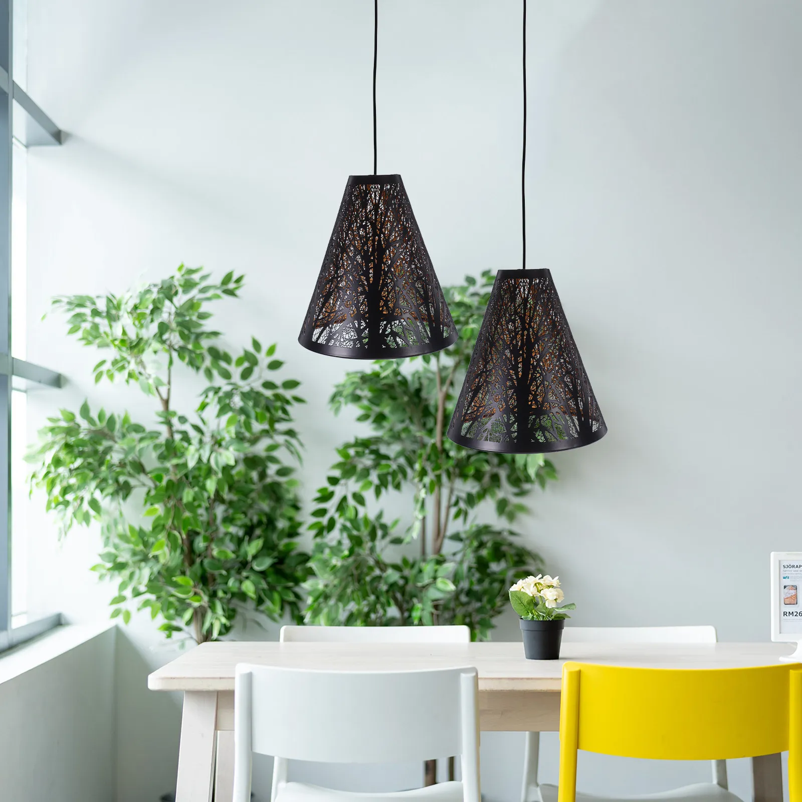 Metal Etching Lampshade Drum Shade Vintage Black Exterior Retro Interior Replacement Light Cover for Floor Table Pendant Lamp