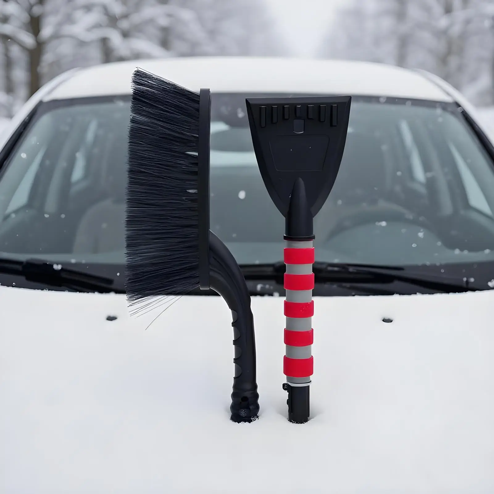 Car Windshield Snow Brush Windshield Ice Scraper Snow Brush Exterior Cleaning Tool Winter Shovel For Hood Doors Roof Mirrors