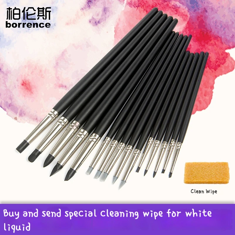 5Pcs Silicone Tip Color Shapers Brushes for Watercolor Oil Painting Polymer Clay Sculpting Shaping Modeling Tools Art Supplies