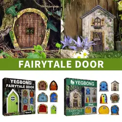 6Pcs Miniature Fairy Gnome Door Figurines Elf Casa Para Yard Art Garden Tree Escultura Estátuas Decoração Outdoor Fairy Garden Door