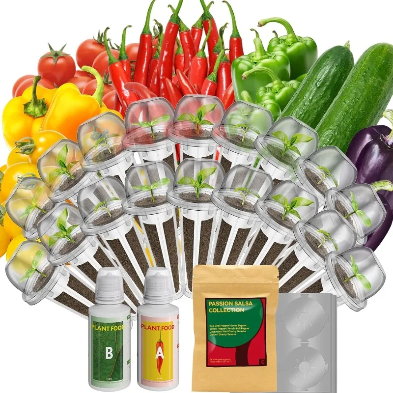 

18-Pod Salsa Seed Pod Kit for AeroGarden, Ahopegarden, Gardencube Hydroponic Garden with Cucumber, Red Chili Pepper, Gre
